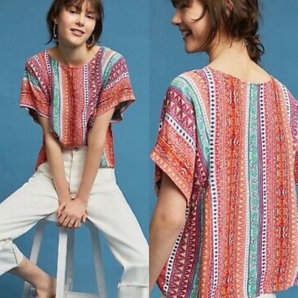 Maeve Tops - Maeve Anthropologie Multicolor Boho Top Size Small